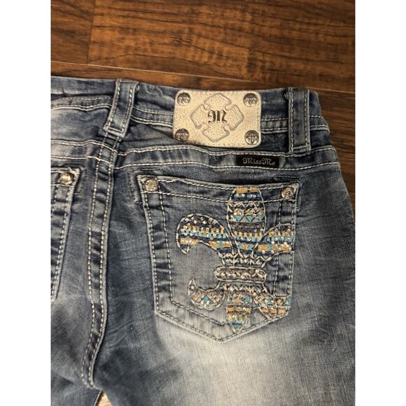 Miss Me Jeans Womens 28x33 Blue Signature Boot Bootcut Embellished - Picture 5 of 11